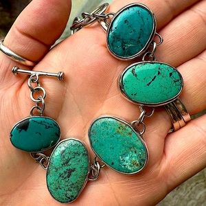 Tibetan Turquoise and real silver link bracelet!